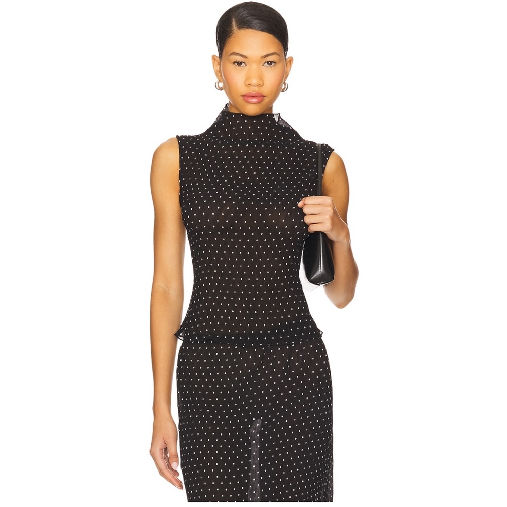 Black Sleeveless Polka Dot top lioness